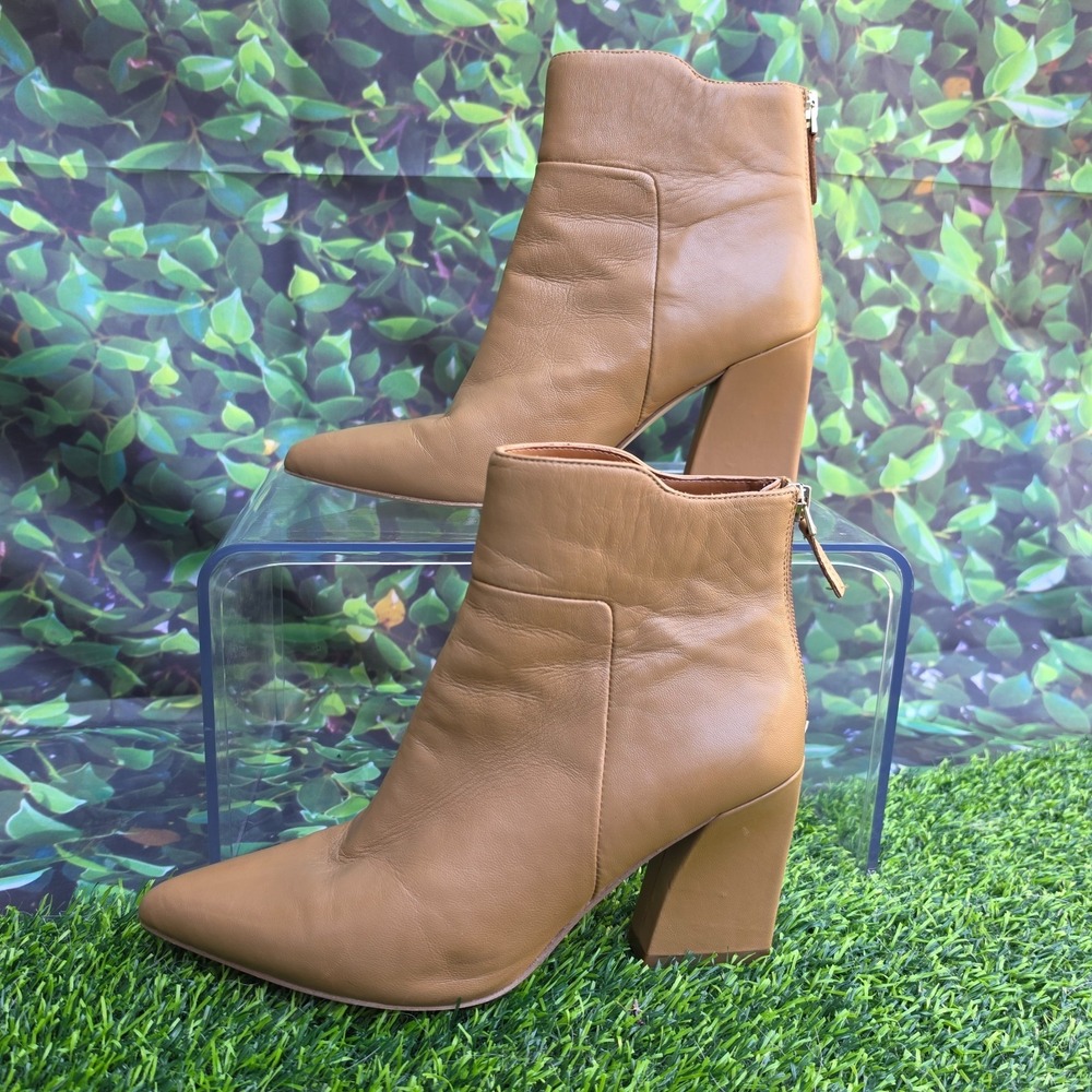 Franco Sarto Venture Booties Womens 6.5 Tan Leather Pointed Toe Western - Picture 13 of 16
